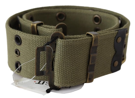 Ermanno Scervino Ceinture verte 100% coton à boucle bronze rustique pour femme - Image 1
