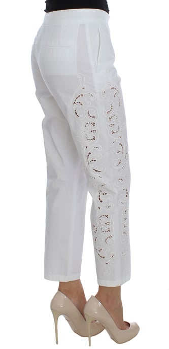 Dolce & Gabbana Damen Kleid mit weißen Blumen und Ausschnitten Sicily Hosen - Image 4