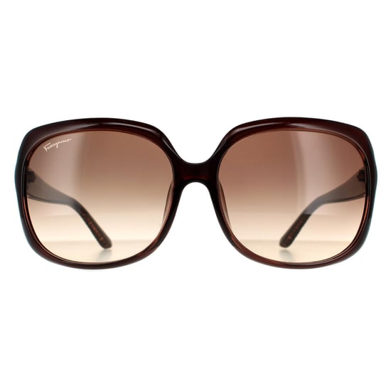 Salvatore Ferragamo Rechteckige Damen Sonnenbrille in Braun mit Farbverlauf - Image 1