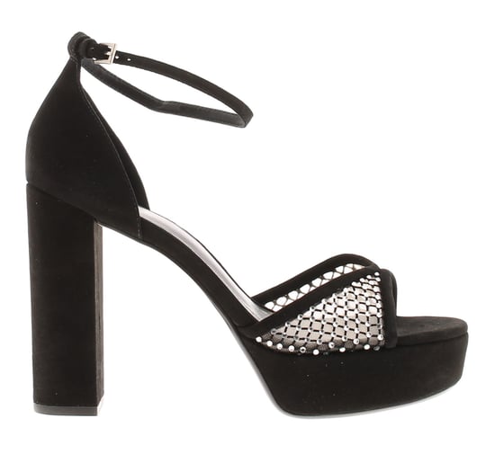 Ted Baker Damenabsätze Bexins Wildleder Leder Plateausandalen Blockabsatz Peeptoe Schwarz - Image 2