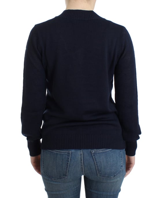 Costume National Pull en laine bleu foncé à col en V pour femme - Image 6
