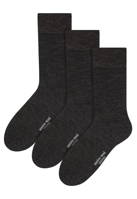 Steven - 3 Paar Multipack Herren Original Merinowolle Socken - Holzkohle - Image 1