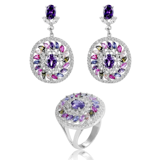 Orphelia 'Enya' Damen 925er Sterling Silber Set: Ohrringe + Ring - Silber SET-7428 - Image 1