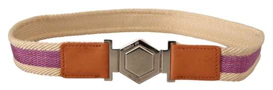 GF Ferre Ceinture pour femme en cuir multicolore avec boucle en forme d'hexagone argenté - Image 3