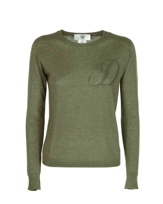 Crown Of Edinburgh Cashmere Long Sleeve Art 004 Green Letter D