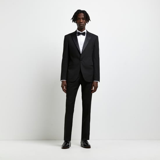 River Island Mens Suit Trousers Black Slim Fit Tuxedo