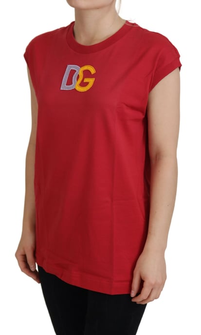 Dolce & Gabbana Red Cotton DG Logo Tank Top Women's T-shirt