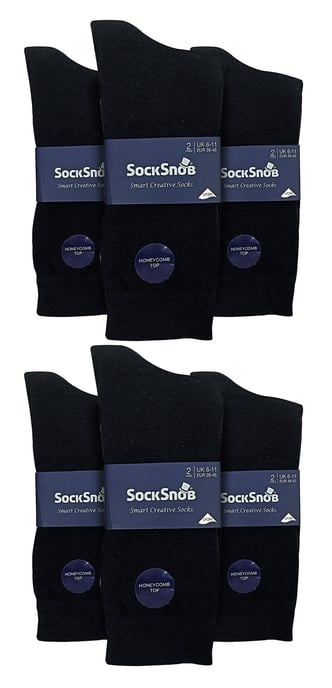 Sock Snob - 12 Paires Homme Chaussettes Coton Rayures Business - Noir - Image 2