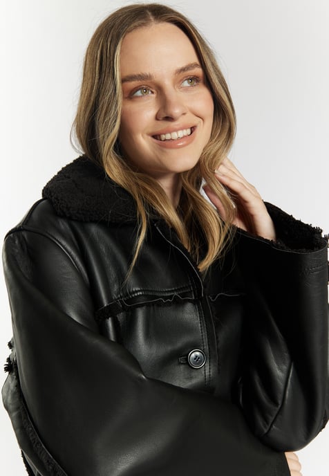 Dreimaster Mantel aus Lammnappa Damen schwarz - Image 4