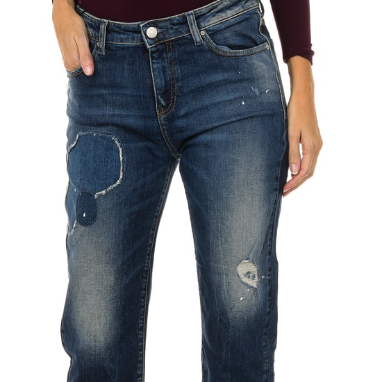 Frauen lange getragen und zerrissen Effekt Denim Hosen 6Y5J10-5D2XZ - Image 2