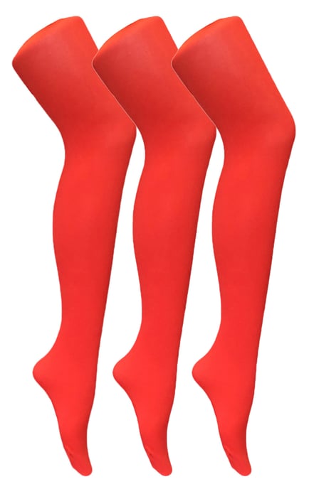 3 Paar Multipack Damen farbige undurchsichtige 80 Denier Strumpfhosen | Socken Snob | einfarbige Blockfarbe Strumpfhosen - Feuerrot - Image 1