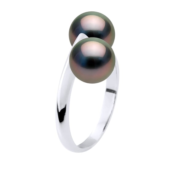 Ring You & Me – 2 echte Tahiti-Zuchtperlen rund 8–9 mm - Image 1