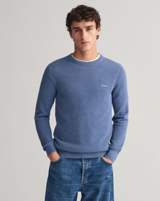 GANT Herren-Pullover aus Baumwoll-Piqué mit Rundhalsausschnitt - Image 5
