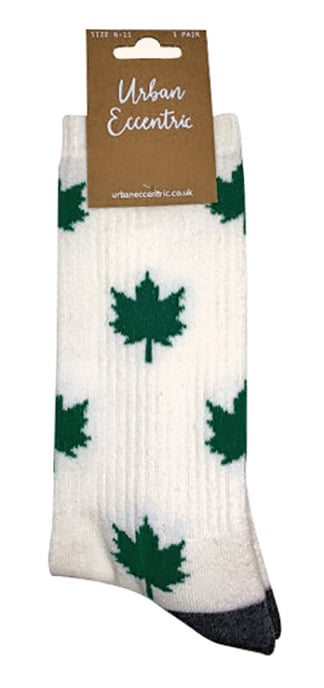 Urban Eccentric - Neuheit Baumwolle reich gepolstert Weed Leaf Socken in weiß | Herren & Damen Socken - Weed - Image 2