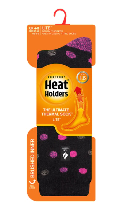 Heat Holders Lite - Isolierte Thermosocken für Damen | Mehrere Designs einschließlich Argyle Streifen Herzen Sterne | Warme Socken für den Winter - Schwarz / Berry (Malaga) - Image 2