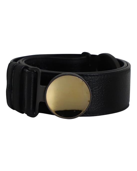 Bottega Veneta Round Buckle Belt in Black Leather