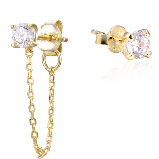 Gena.paris 'Stone' Damen Ohrstecker aus 925 Sterling Silber - Gold GBO1531-Y - Image 1