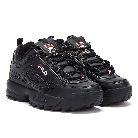 Mens Womens Fila Disruptor II Premium-Trainer - (Schwarz / Weiß / Fila Rot) - Image 1