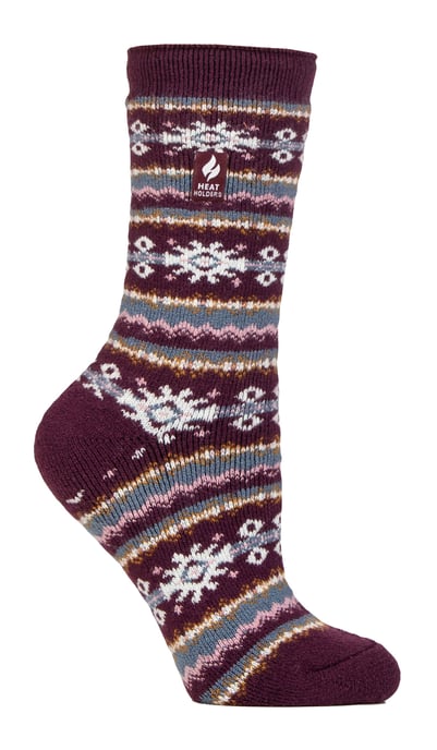 Ladies Nordic Socks | Heat Holders Lite | Lightweight Thermal Winter Socks for Women - Cabernet/Rose - Image 1