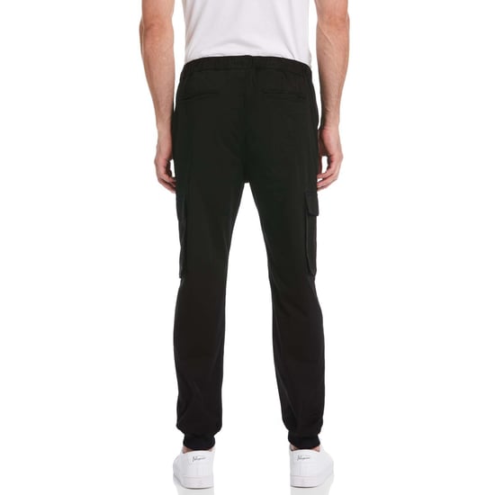 Men's Original Penguin Tapered Fit Drawstring Cargo Pants in Black