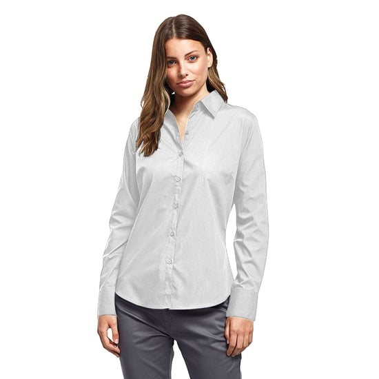 Premier Womens/Ladies Poplin Long-Sleeved Blouse (White)