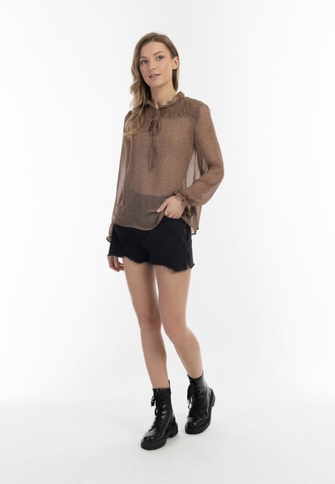 Dreimaster Bluse Damen braun-wollweiß - Image 2