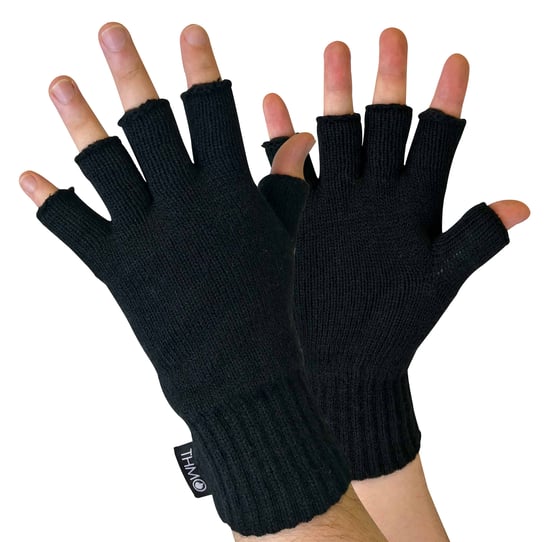 THMO - Herren schwarz 3M Thinsulate Isolierung gefüttert Fingerlose Handschuhe - Image 1
