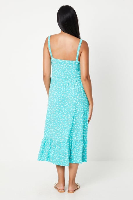 Petite Ditsy Floral Jersey Strappy Midi Sundress