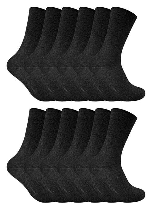 12 Pack Damen nicht elastische thermische diabetische Socken | Socken Snob | Frauen Soft Top Socken für schlechte Durchblutung - schwarz - Image 1