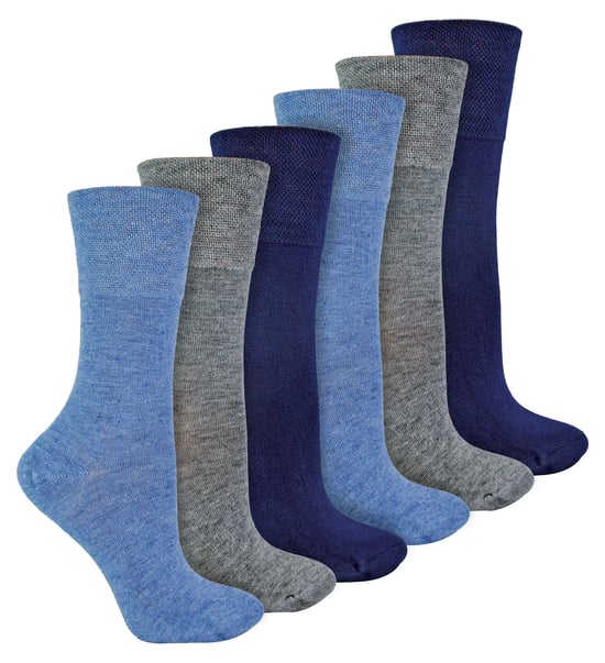 IOMI - 6 Pack Damen Diabetiker Bambus Socken | Extra breite nahtlose lockere nicht elastische Socken für Frauen - Blau - Image 1