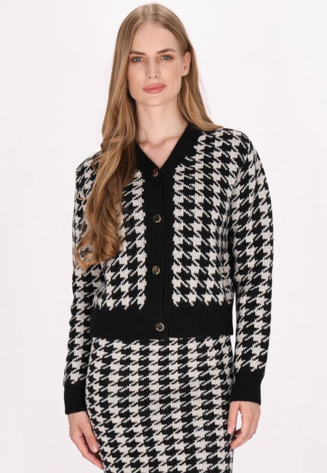 Dreimaster Cardigan Damen Schwarz Wollweiss - Image 3