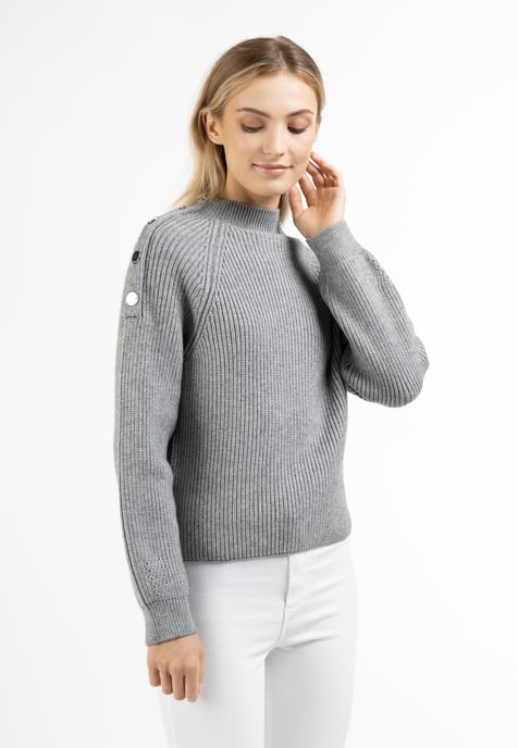 Dreimaster Strickpullover Damen grau melange - Image 3