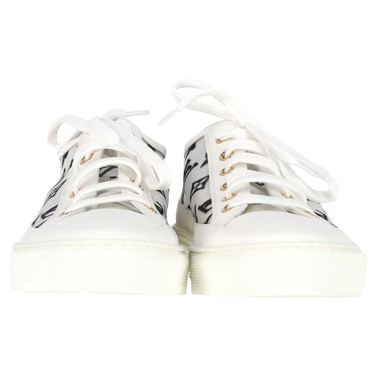 Louis Vuitton Monogram Mesh Akzent Low-Top Sneakers aus weißem Leder - Image 2