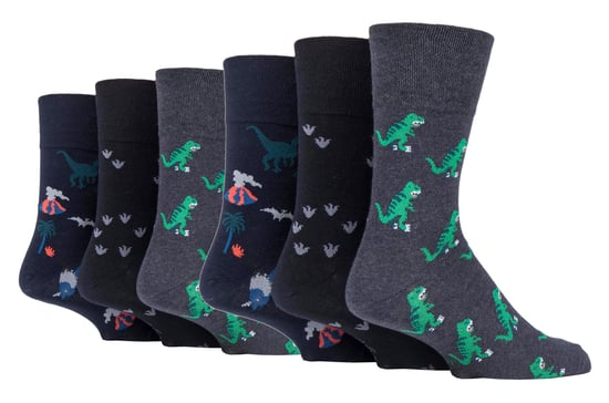 Gentle Grip - 6 Paar nicht elastische Socken für Herren - Dinosaurier - Image 1