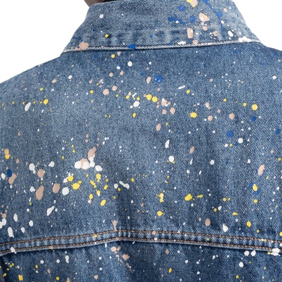 Off-White Paint Splatter Skate Fit Blue Denim Jacket