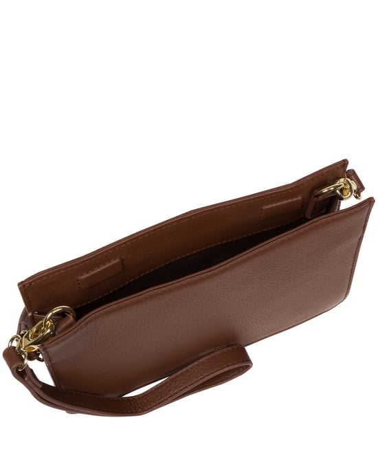 'Layla' Dark Tan Nappa Leather Grab Clutch Bag
