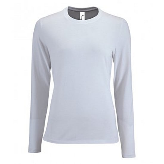 SOLS Womens/Ladies Imperial Long Sleeve T-Shirt (White)