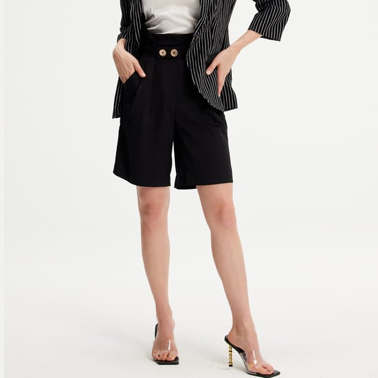 Bermudashorts mit hoher Taille und Falten - Image 3