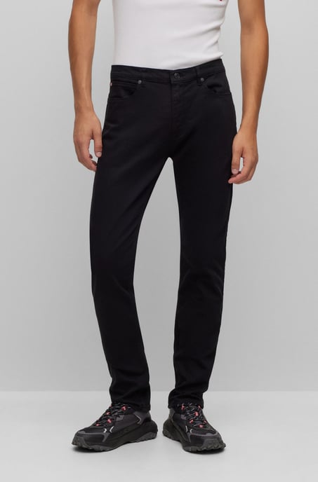 Men's Hugo Slim-Fit Comfort Stretch Jeans in Black - Image 5