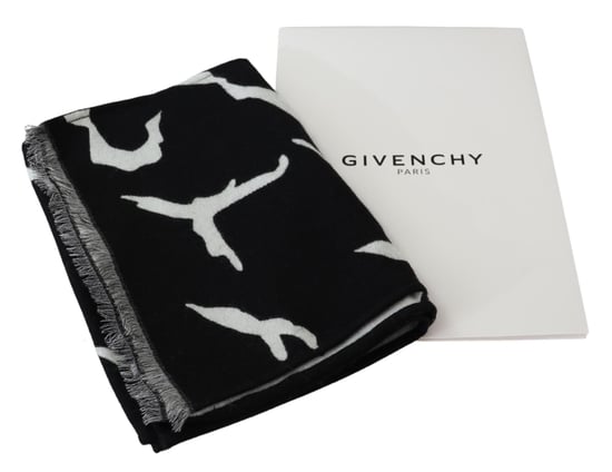 Givenchy noir blanc laine unisexe l'hiver écharpe chaude enveloppe du châle pour hommes - Image 5