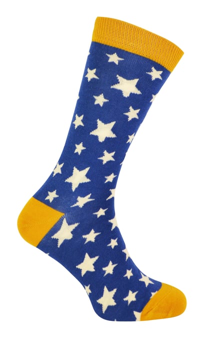 Herr Heron - Herren Bambus Socken | Neuheit Funky Socken | Gemusterte Argyle gestreifte Socken | Atmungsaktiv Weich | Geschenke für Ihn - Sterne (Marine) - Image 1