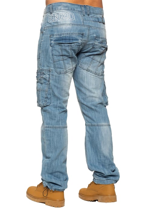 Enzo | Herren Combat Denim Jeans - Hellblau - Image 3