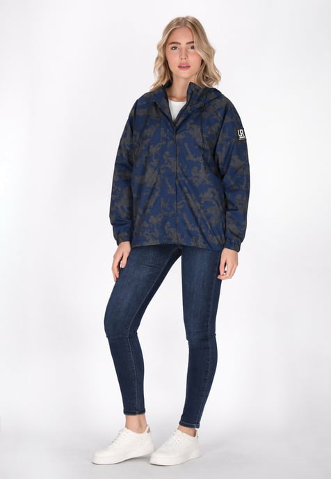 Schmuddelwedda Übergroßer Anorak Damen Dunkelgrau Marine Camouflage - Image 2