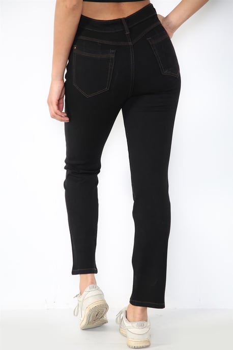 Ladies Magic Shaping High Waisted Straight Leg Jeans in Schwarz - Image 2