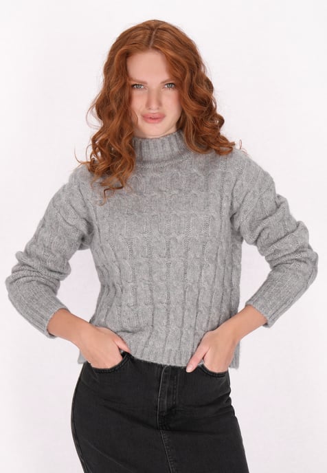 Dreimaster Pullover Damen Grau Melange - Image 3