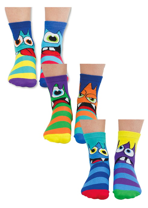 UNITED ODD SOCKS - 6 Pack Jungen Mini Monster Neuheit Baumwolle ungerade Socken in Geschenk-Box - Mini Mashers - Image 1