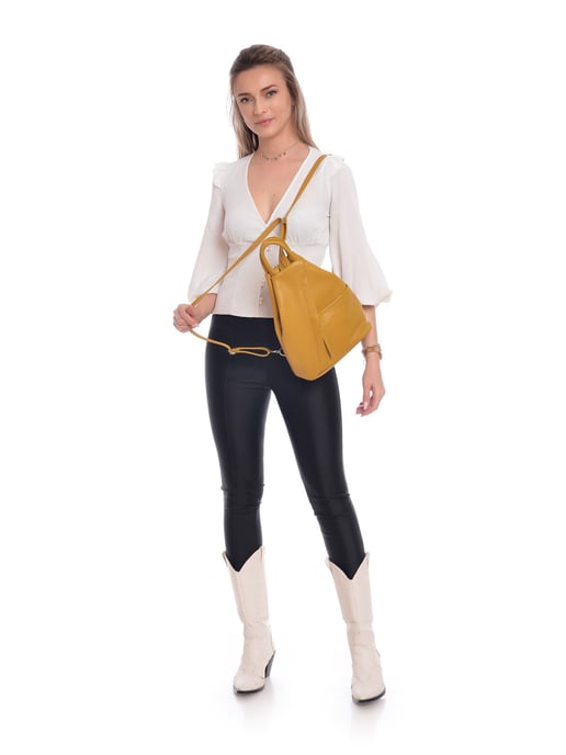 Carla Ferreri SS22 CF 1625 Moutarde Cuir de vachette Sac - Image 5