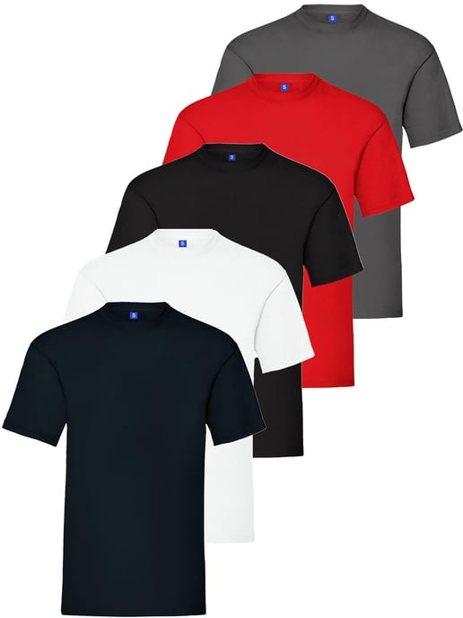 Kruze | Mens Crew Neck T-Shirts (5er Pack) - BLK/NVY/WHT/CHAR/RED - Image 1