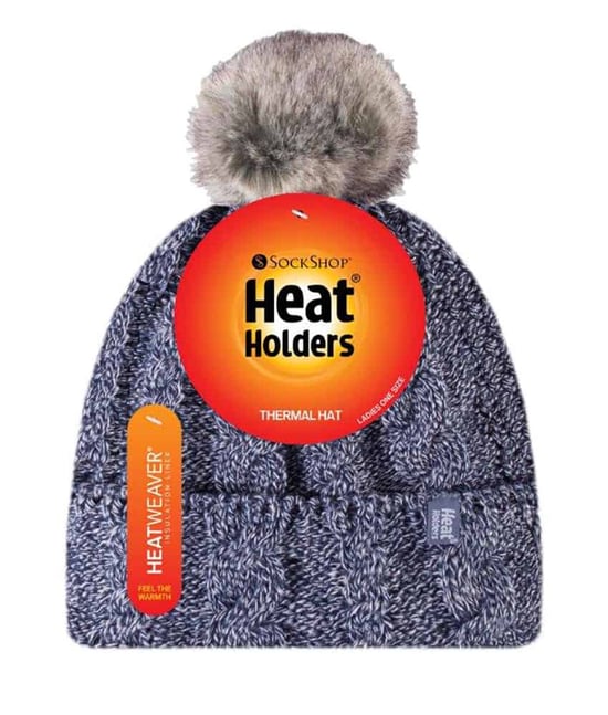 Wärmehalter - Damen Strickfleece gefütterte Thermo-Bommelmütze mit Pom Pom - Image 2