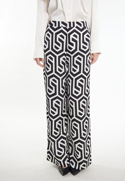 Dreimaster Stoffhose Damen schwarz-wollweiß - Image 3